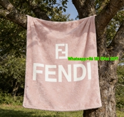 Fendi Light Pink FF Logo Flannel Sofa Throw Blanket IMG_9471